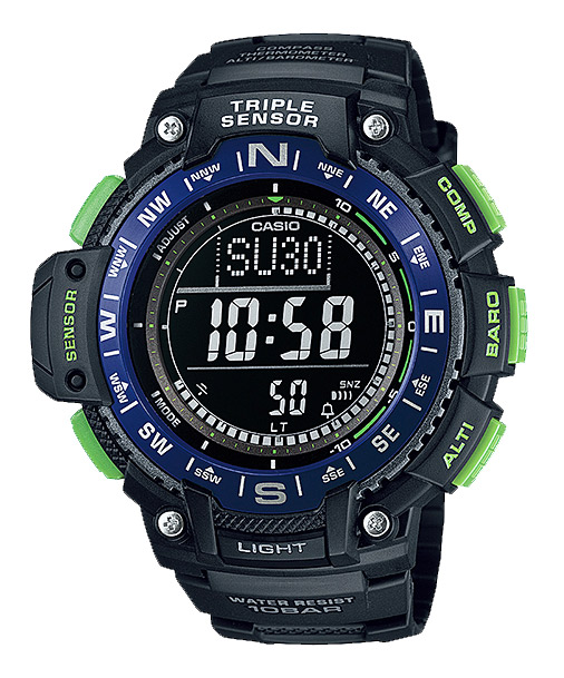 Часы CASIO SGW-1000-2B Часы CASIO SGW-1000-2BPRO TREK<br>Многофункциональные цифровые часы CASIO с ударопрочным корпусом из нержавеющей стали и пластика, созданные для активного отдыха, экстрима и хайкинга. На борту удобный яркий циферблат, барометр, термометр, определение высоты над уровнем моря, отображение данных о восходе и заходе Солнца, водозащита до 100 метров и еще около десятка функций.<br>