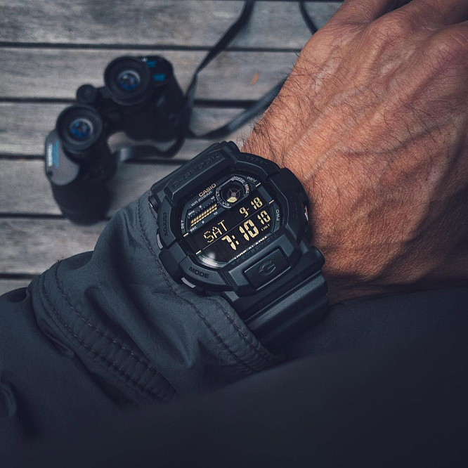 Цифровые G-Shock GD-350-1B в черной стелс расцветке