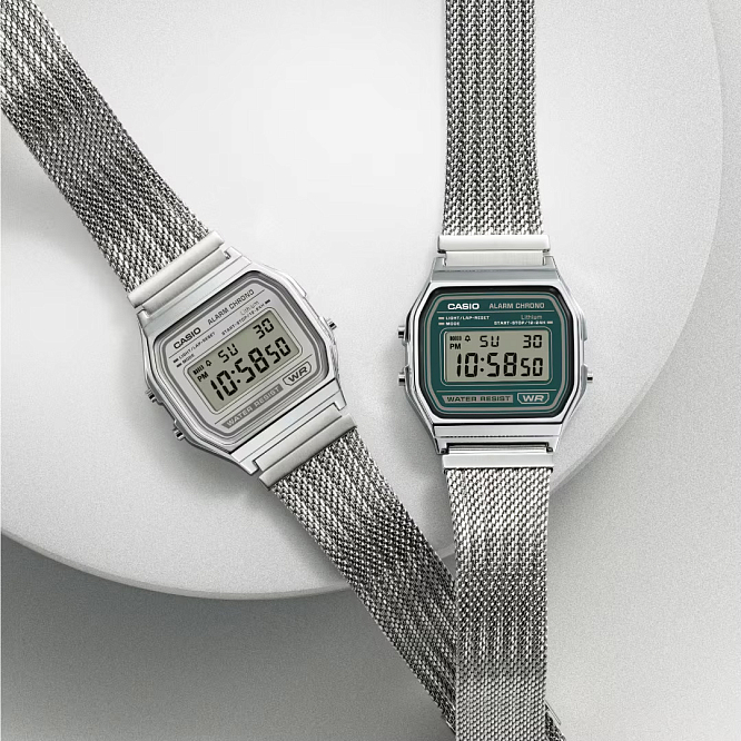 Винтажные Casio A158WEM-3E на меш-браслете